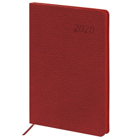 Ежедневник датированный 2020 А5 (138х213 мм) BRAUBERG "Stylish", кожзам, интегральная обложка, цветной срез, красный, 129792 фото 1 &mdash; Печати-тут.рф