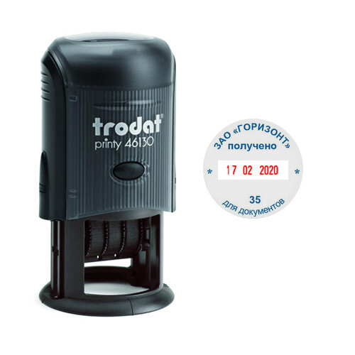 (Не поставл-ся) Trodat 46130 PRINTY датер со свободным полем, диаметр 30 мм, высота даты 3 мм, корпус черный фото 1 &mdash; Печати-тут.рф